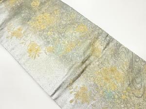 引箔草花に流水模様織出し名古屋帯